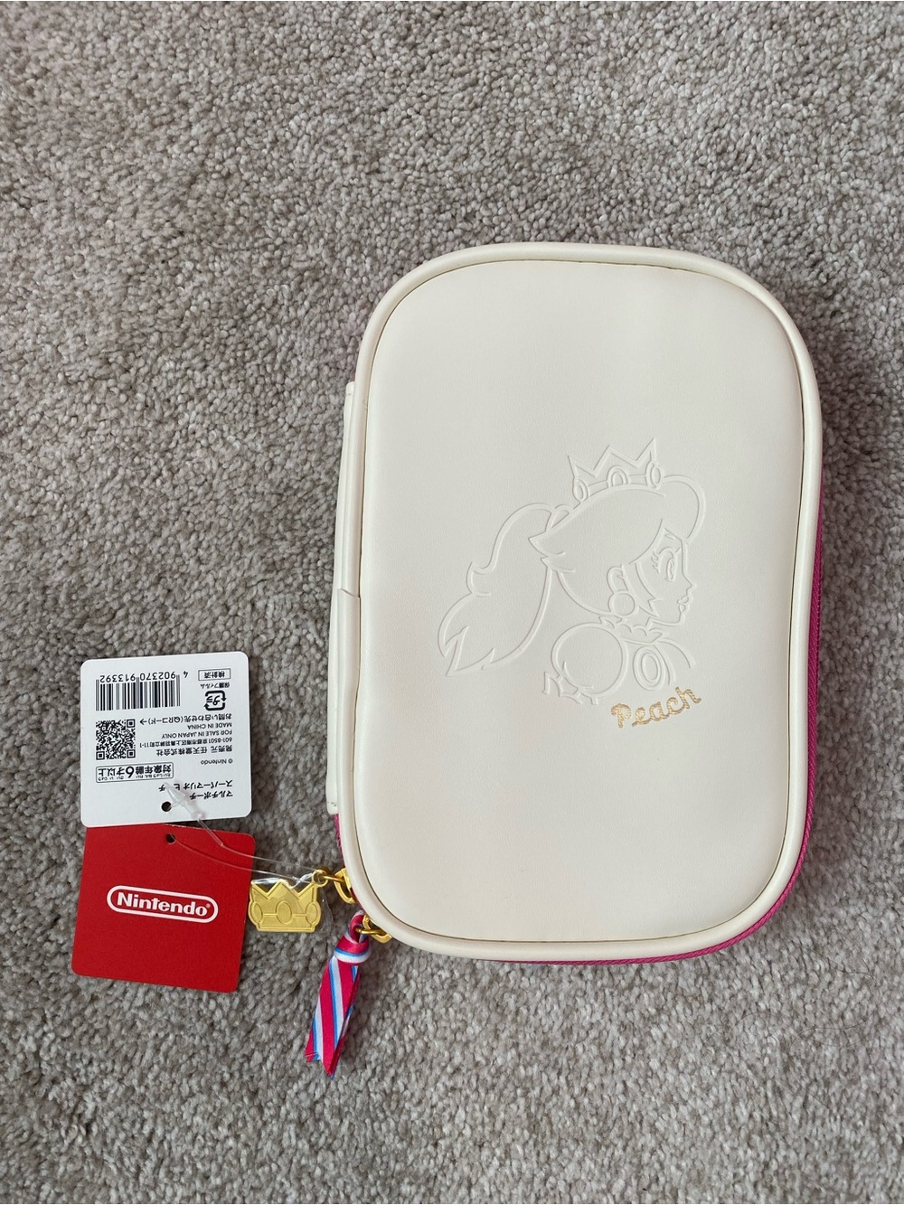 Nintendo from Japan Cream and Pink Princess Peach Zip Pouch